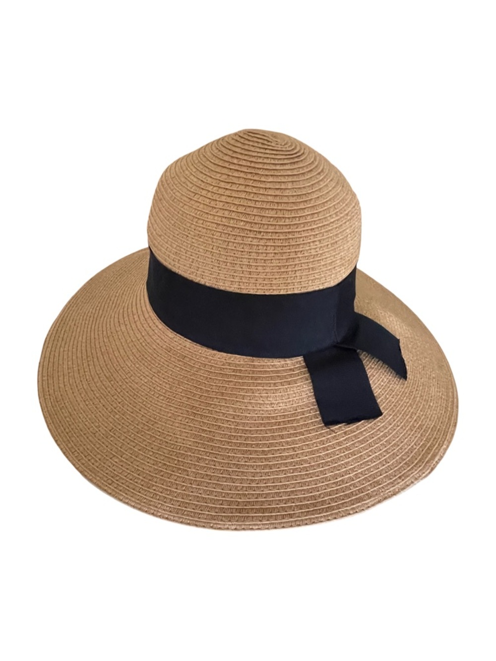 Nordstrom Wide Brim Straw Sun Hat with Black Ribbon Band - Picture 4 of 12